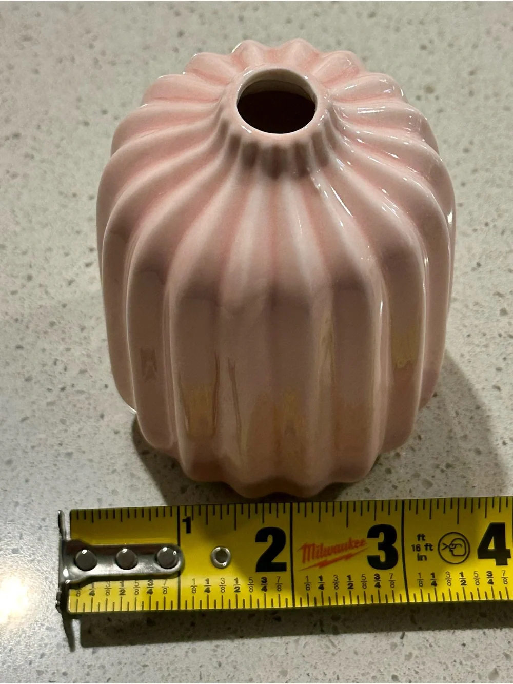Pink Ceramic Ribbed Bud Vase - Unbranded